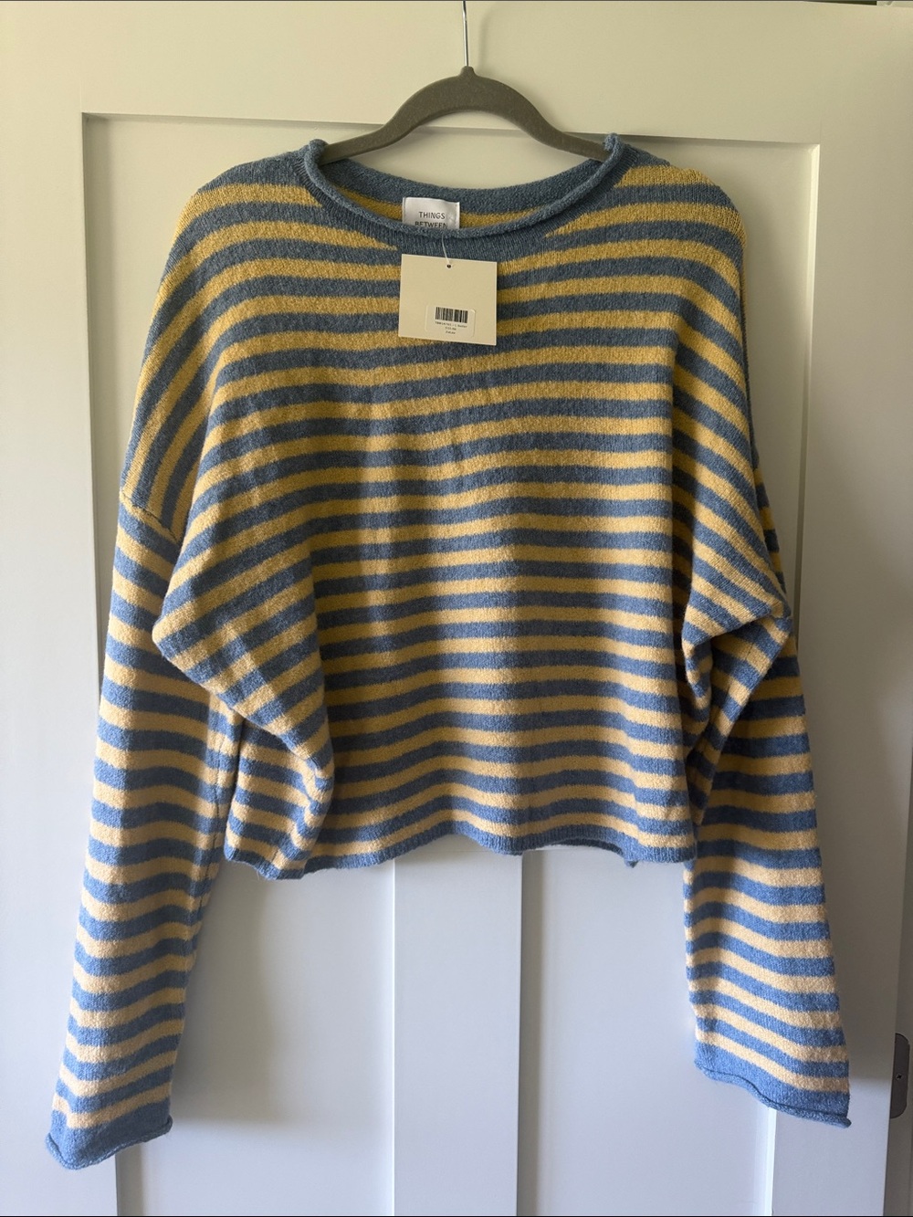 Stripped Crewneck Sweater in Blue & Yellow - Things Between